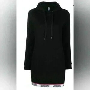 Moschino Womens Black Logo-tape Detail Sweater Dress L